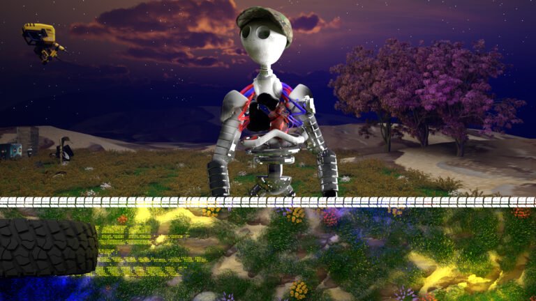 robot in un ambiente futuristico realizzato da Simone Pellegrino artista 3D
